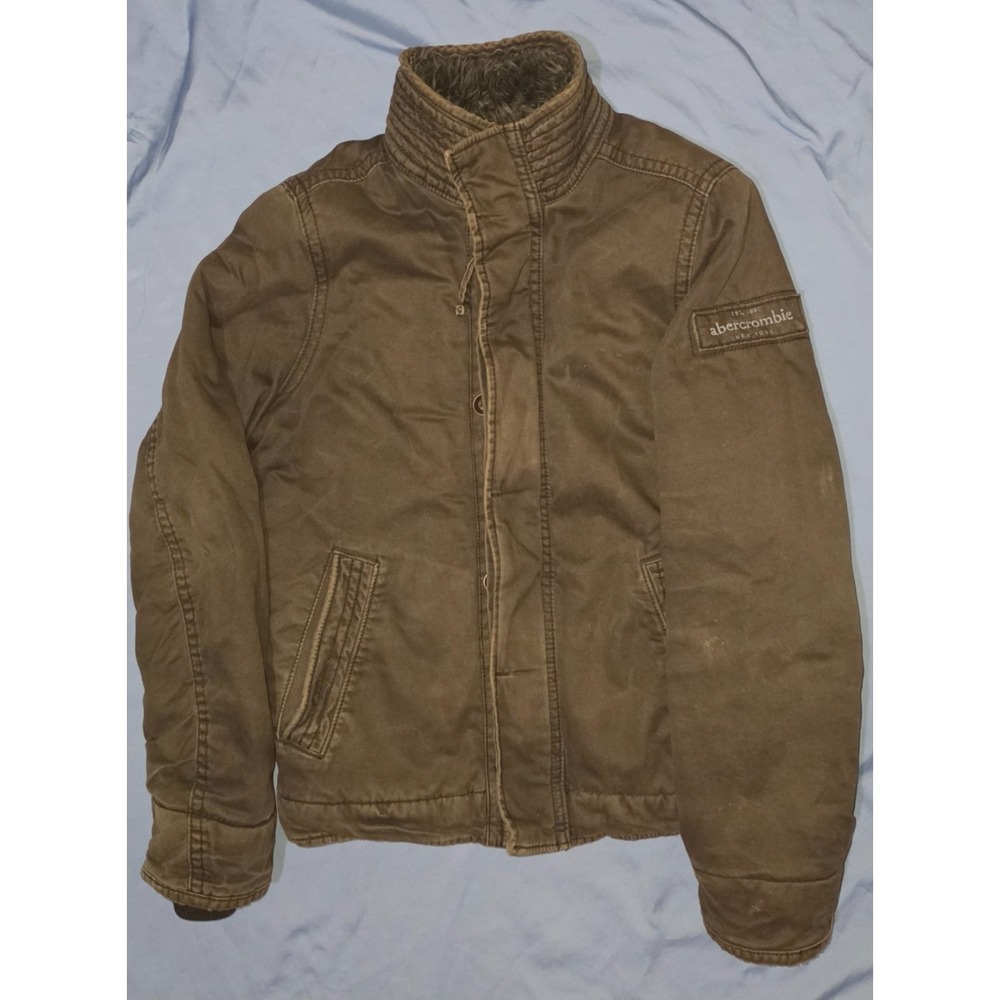 Vintage Y2K Abercrombie & Fitch Adirondack Jacket Brown Faux Fur Lined Womens XL